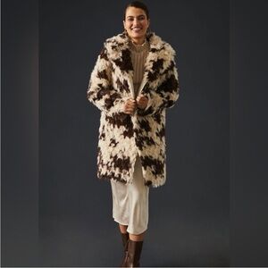 Anthropology Cow Print Coat size XS.